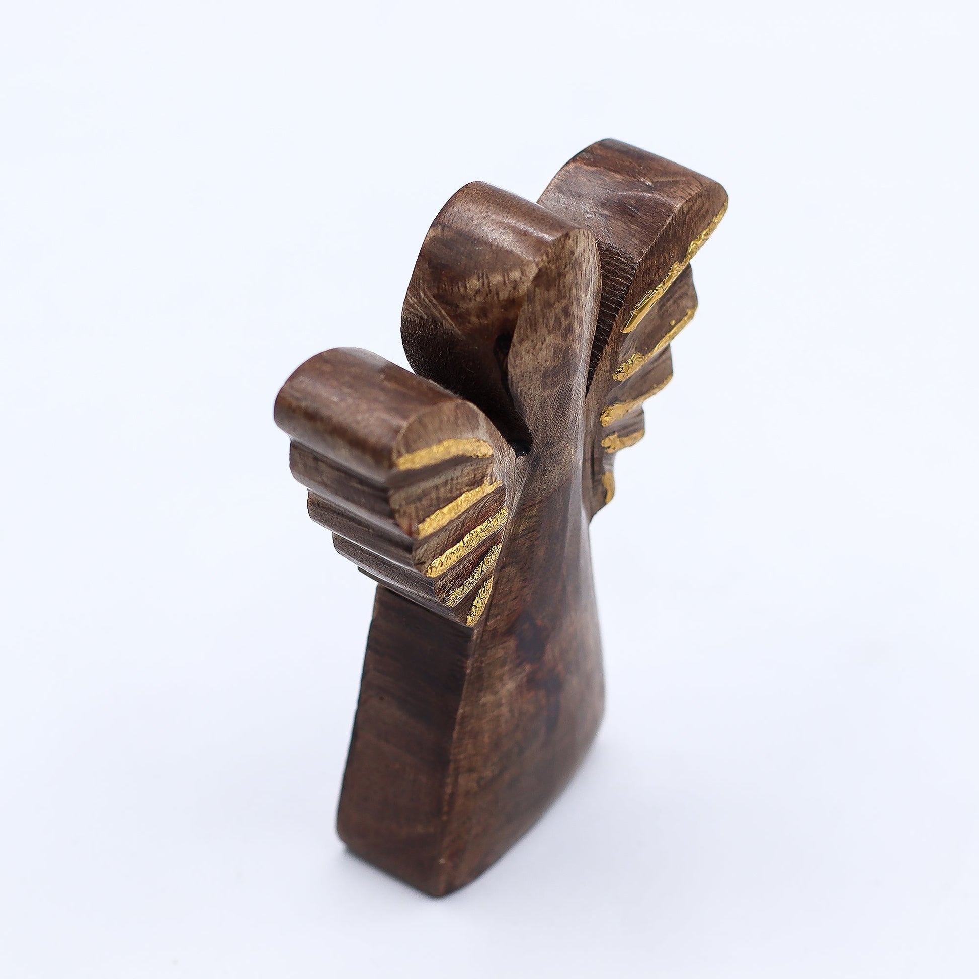 Hand Carved Mango Wooden Angel - Small / Gold Decor product packaging on clean background from Quintessential Holistic Health Ltd