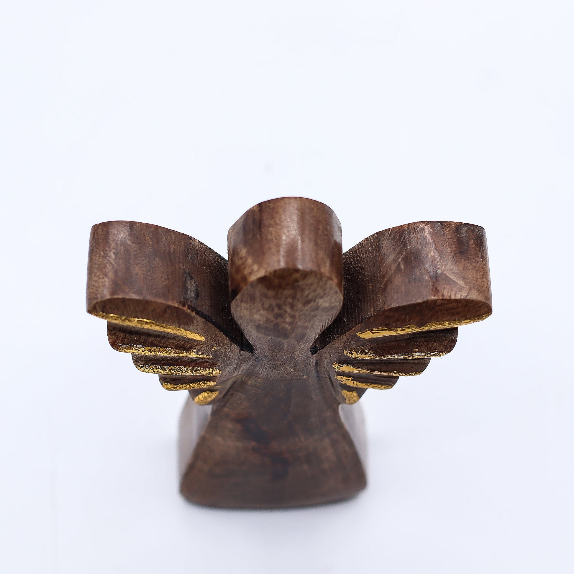 Hand Carved Mango Wooden Angel - Small / Gold Decor product packaging on clean background from Quintessential Holistic Health Ltd