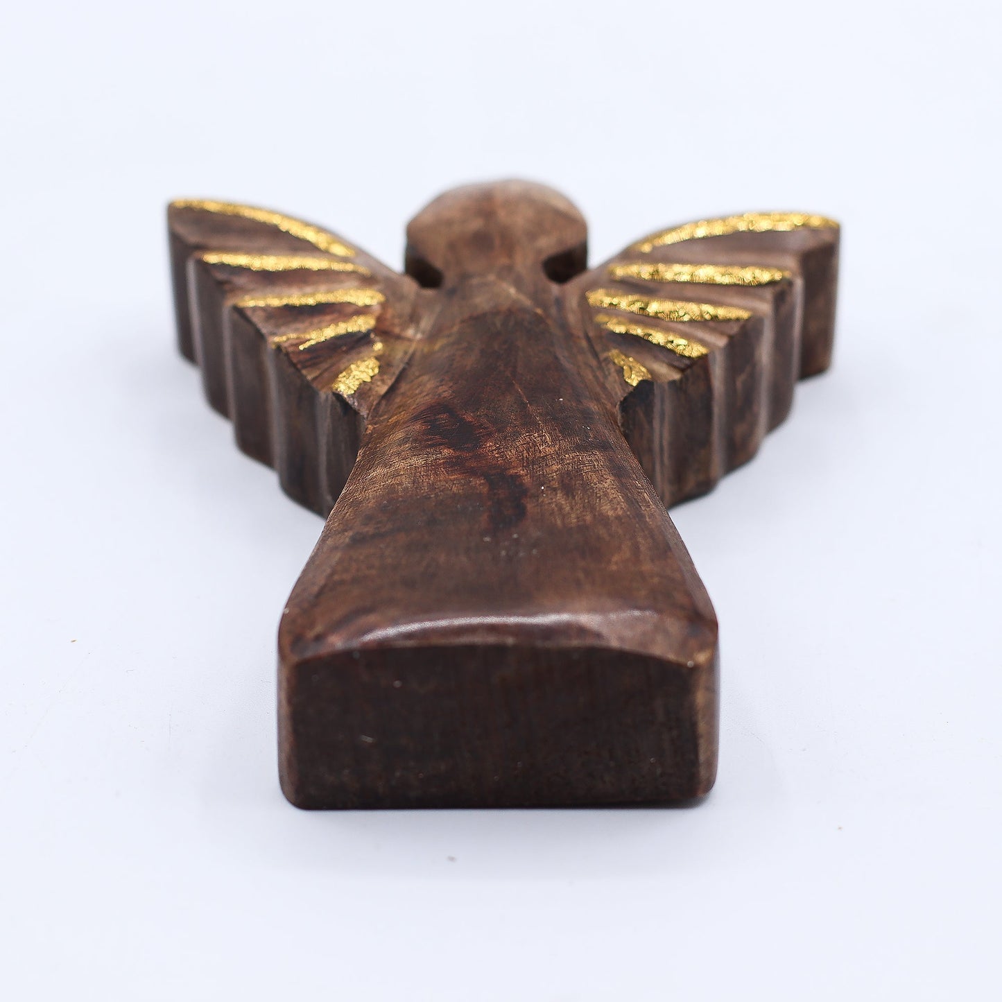 Hand Carved Mango Wooden Angel - Small / Gold Decor product packaging on clean background from Quintessential Holistic Health Ltd
