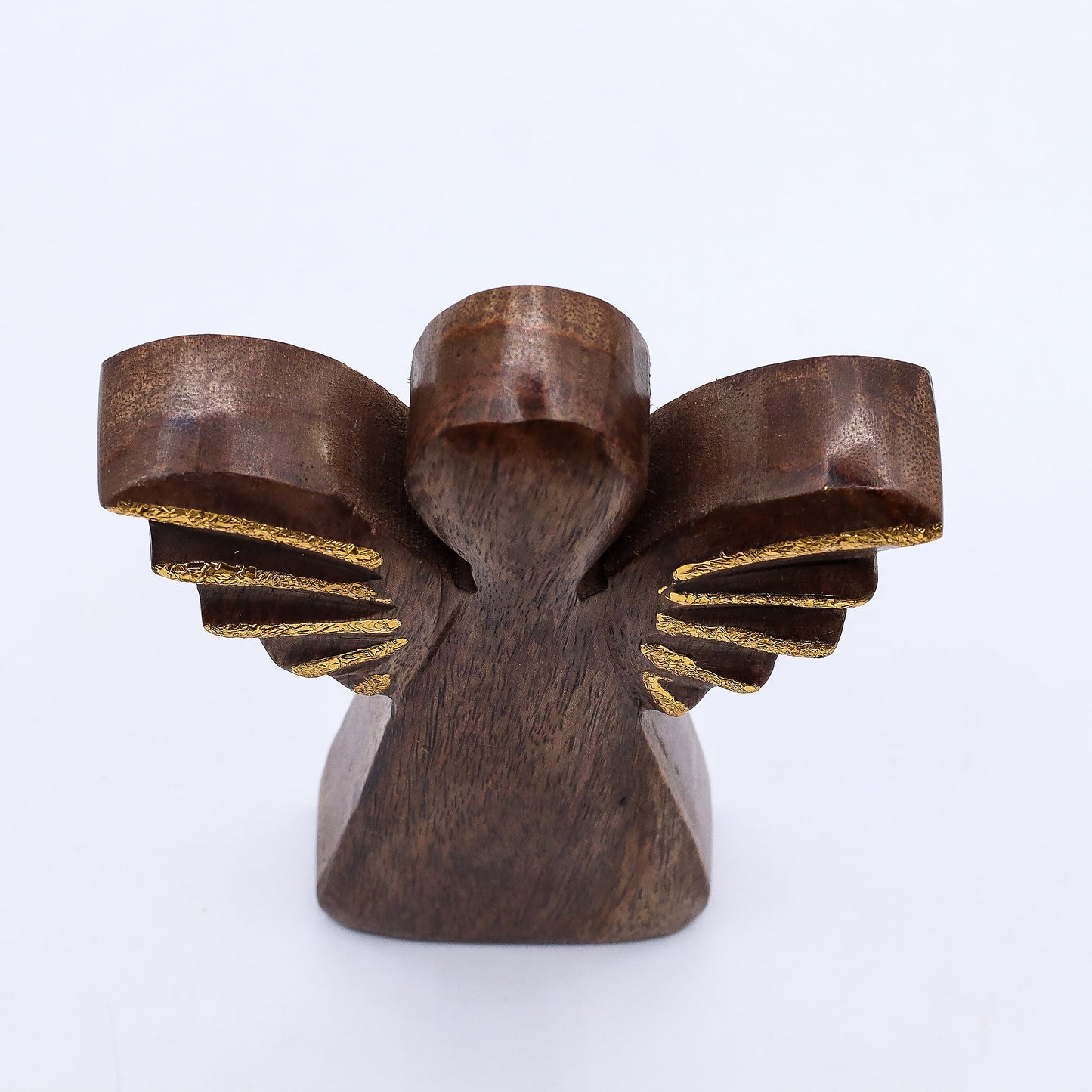 Hand Carved Mango Wooden Angel - Medium / Gold Decor product packaging on clean background from Quintessential Holistic Health Ltd