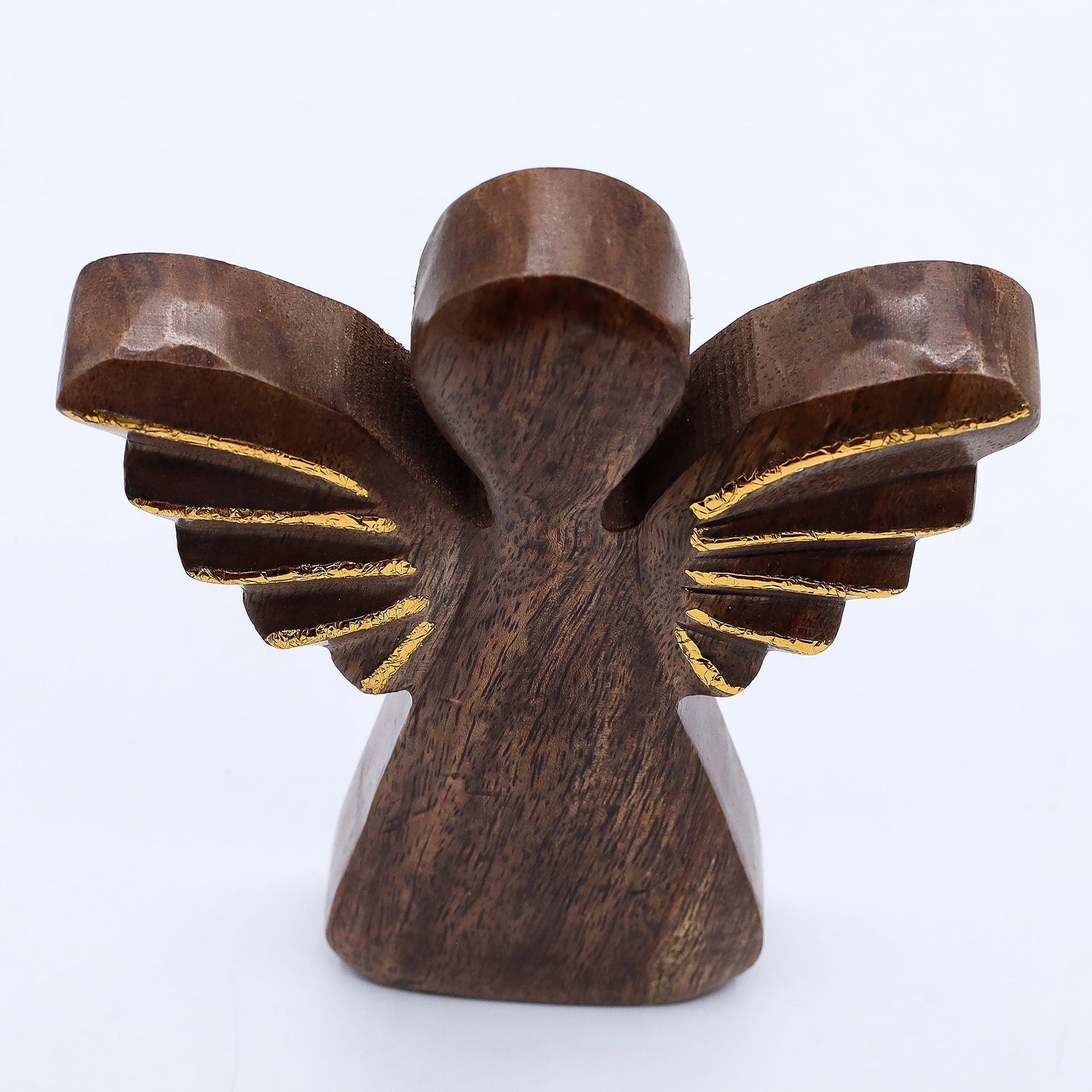 Hand Carved Mango Wooden Angel - Large / Gold Decor product packaging on clean background from Quintessential Holistic Health Ltd