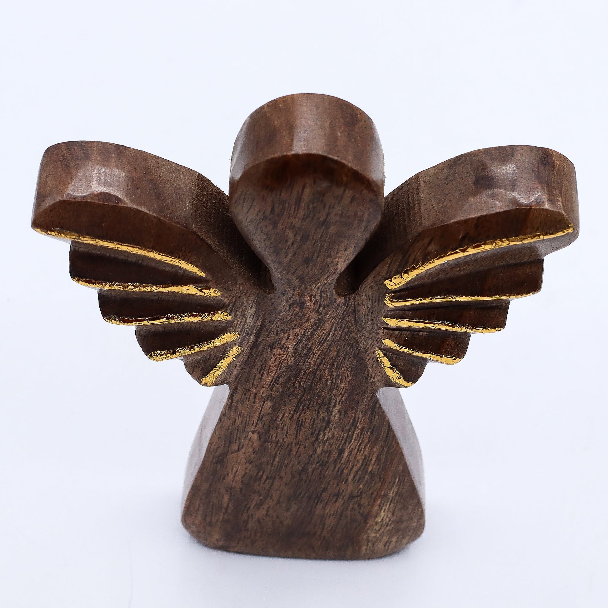 Hand Carved Mango Wooden Angel - Large / Gold Decor product packaging on clean background from Quintessential Holistic Health Ltd
