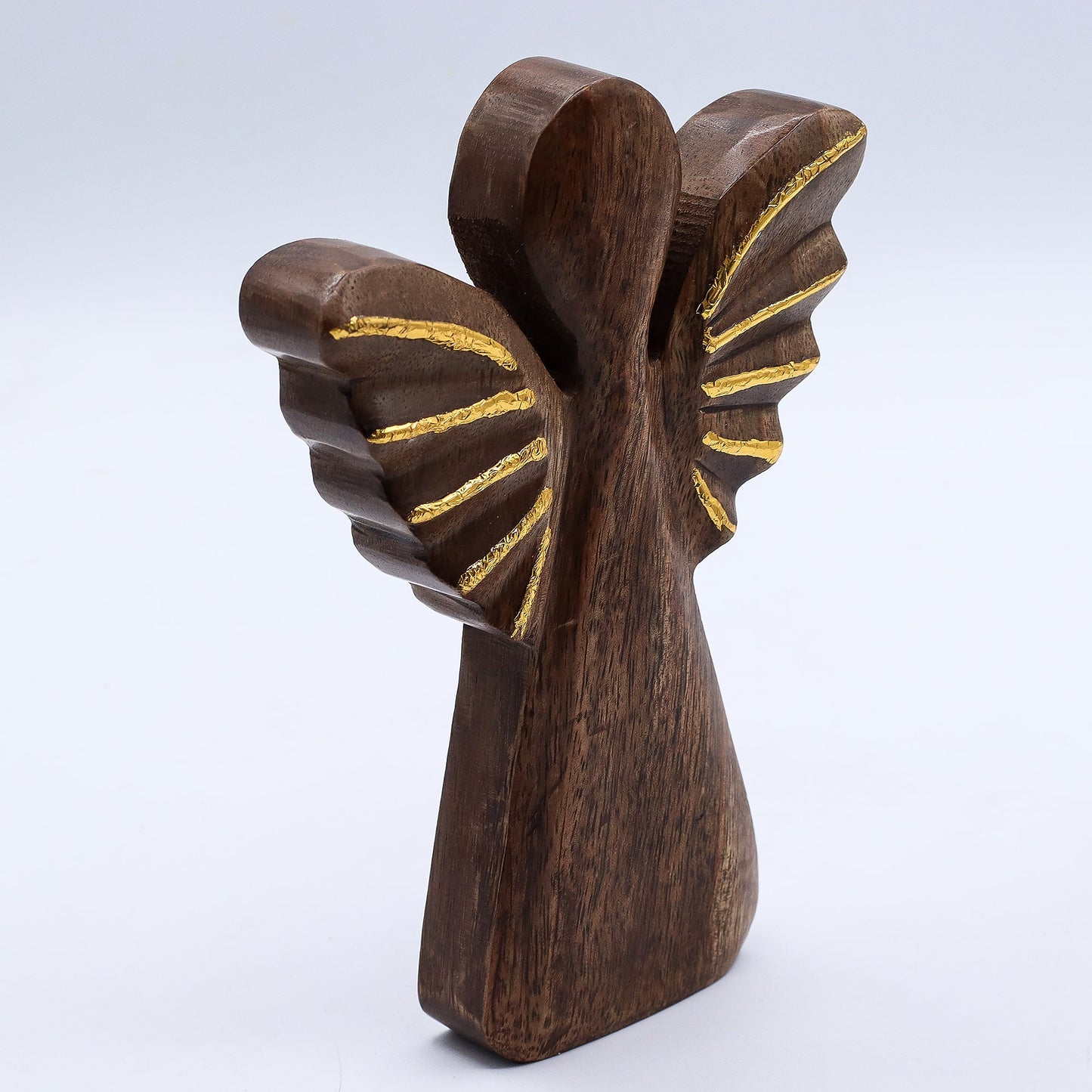 Hand Carved Mango Wooden Angel - Large / Gold Decor product packaging on clean background from Quintessential Holistic Health Ltd