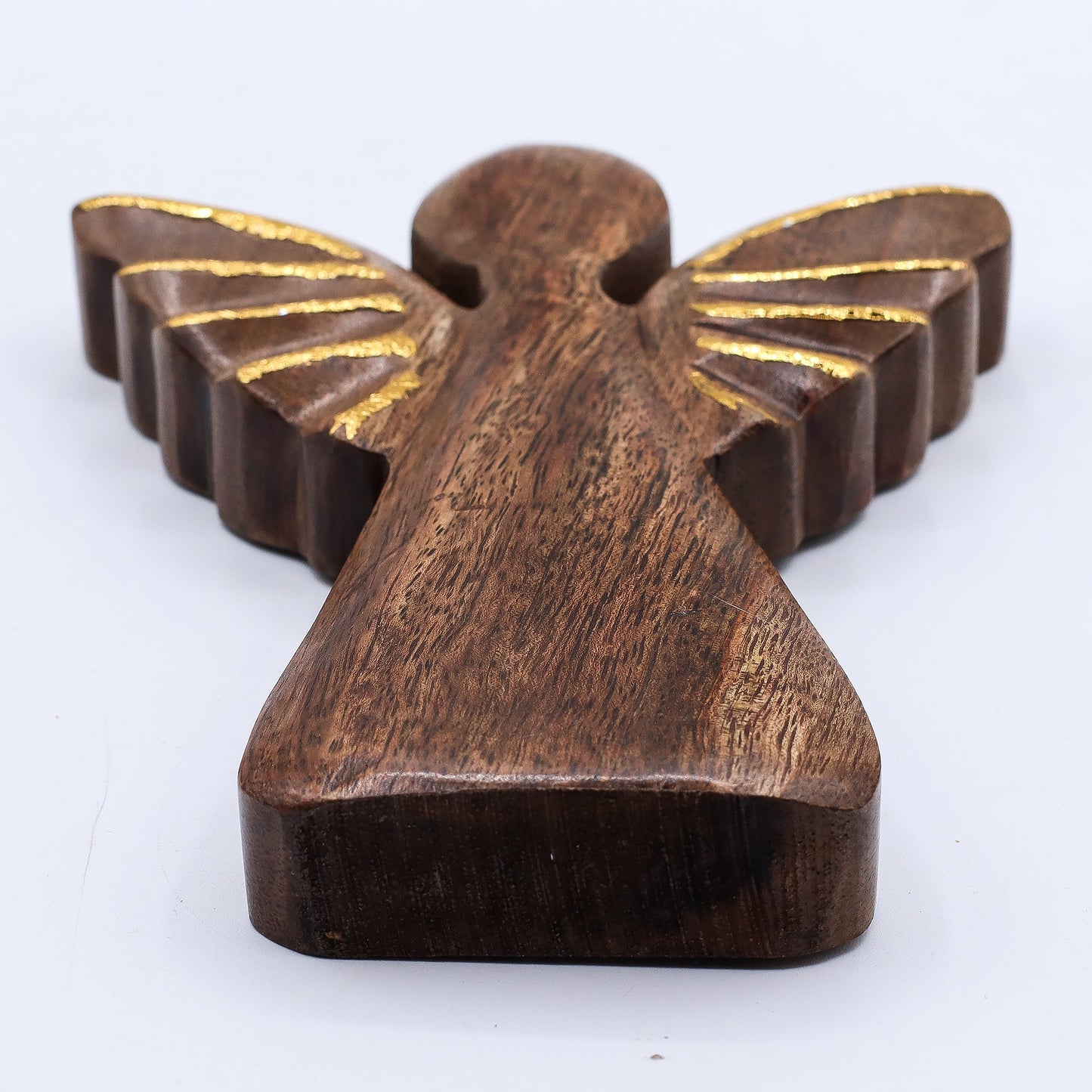 Hand Carved Mango Wooden Angel - Large / Gold Decor product packaging on clean background from Quintessential Holistic Health Ltd