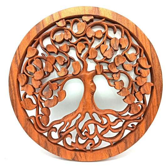 Tree of Life and Love - 40cm - Handmade Decorative Suar Wooden Plaque - main product image from Quintessential Holistic Health Ltd UK
