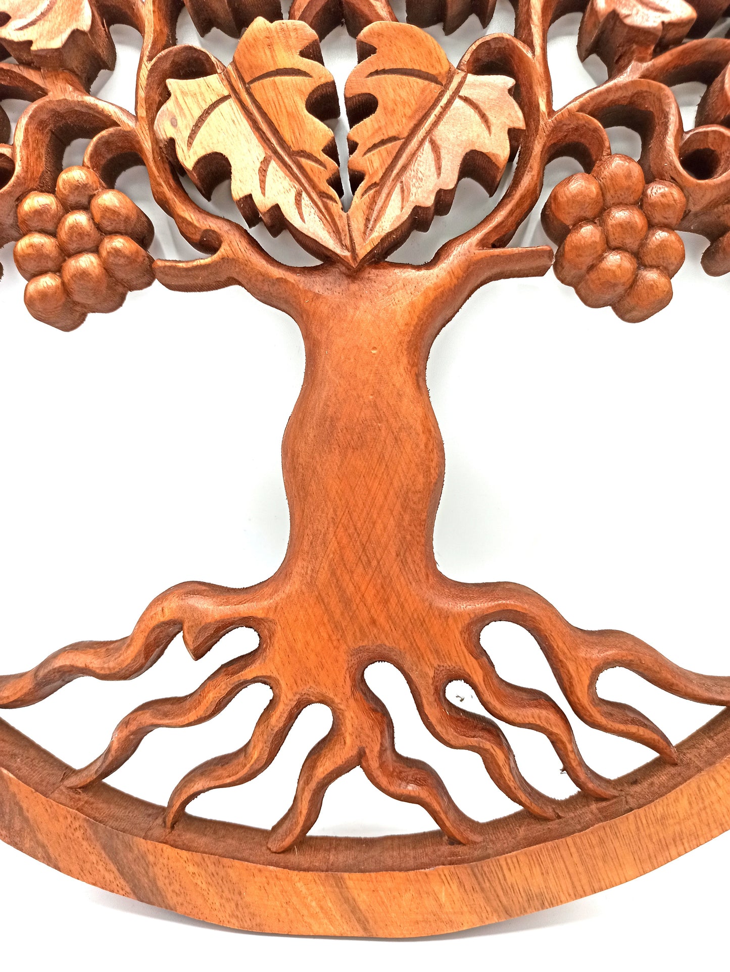 Tree of Life / Grapes - Handmade Decorative Suar Wooden Plaque - 40cm product packaging on clean background from Quintessential Holistic Health Ltd