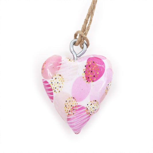Handmade Wooden Decorative Hanging Heart - Small / Abstract Pink product packaging on clean background from Quintessential Holistic Health Ltd