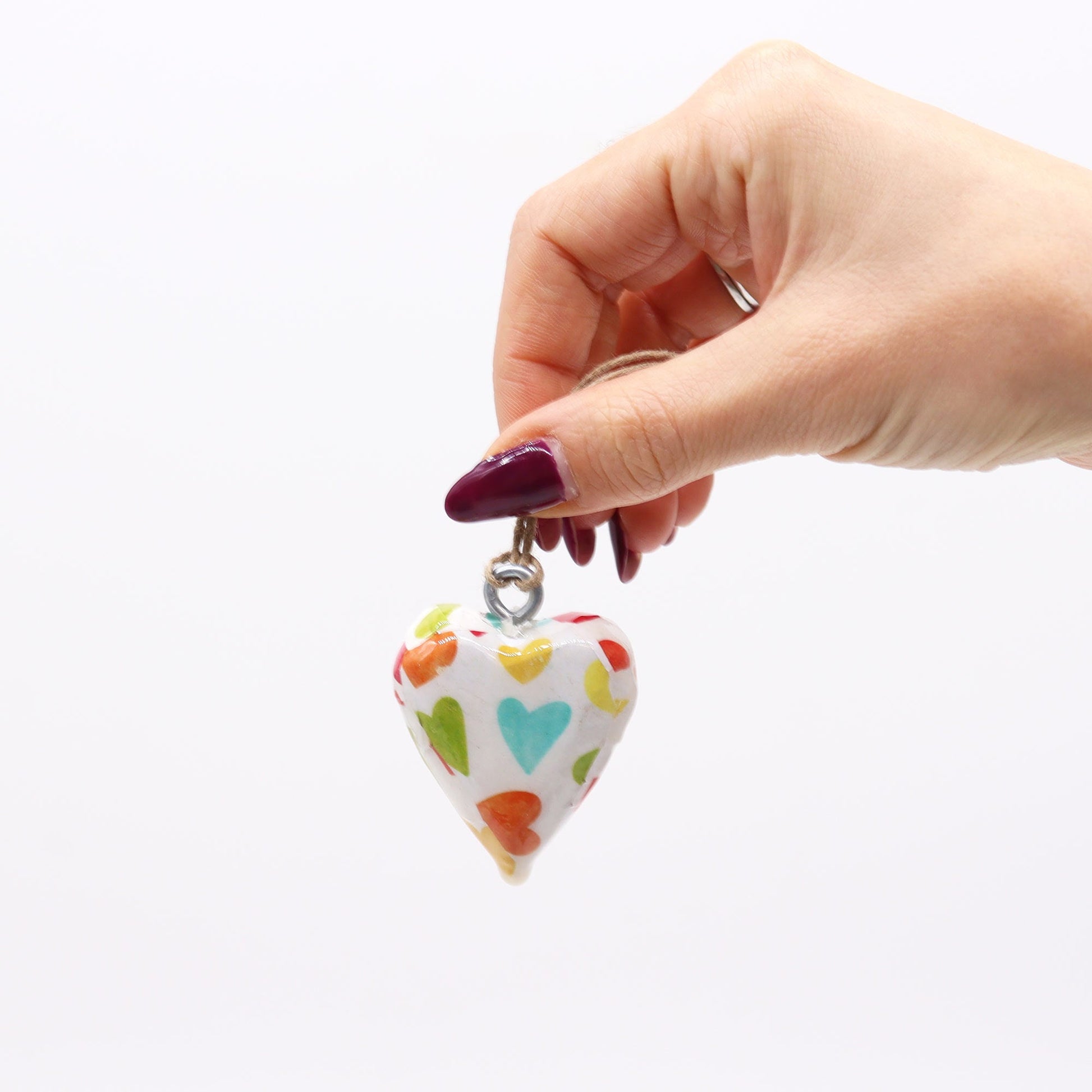 Handmade Wooden Decorative Hanging Heart - Small / Pastel Hearts product packaging on clean background from Quintessential Holistic Health Ltd