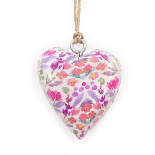 Handmade Wooden Decorative Hanging Heart - Large / Pretty Floral product packaging on clean background from Quintessential Holistic Health Ltd