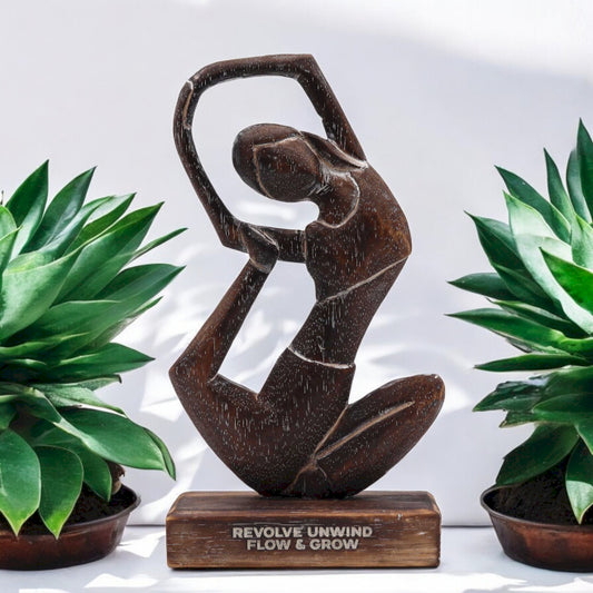 Handmade Eco-Friendly Albasia Wood Yoga Lady