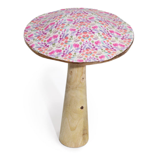 Handcrafted Enamel Wooden Mushroom - Large / Pretty Floral product packaging on clean background from Quintessential Holistic Health Ltd