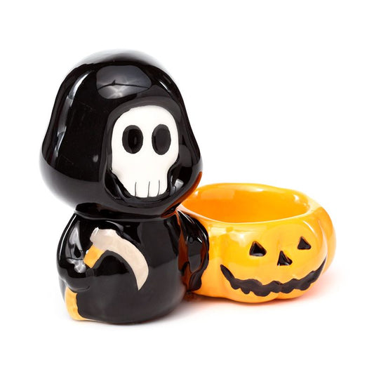 Ceramic Skull Boy Tea Light Candle Holder product packaging on clean background from Quintessential Holistic Health Ltd