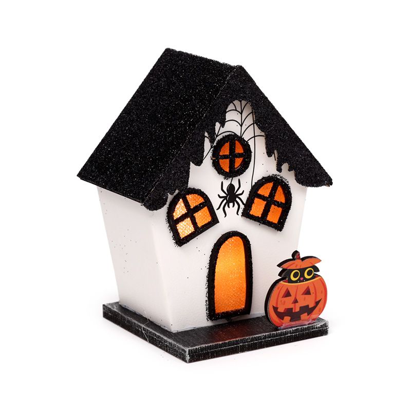 LED Halloween House - Spooky Spider and Pumpkin / Black Roof product packaging on clean background from Quintessential Holistic Health Ltd