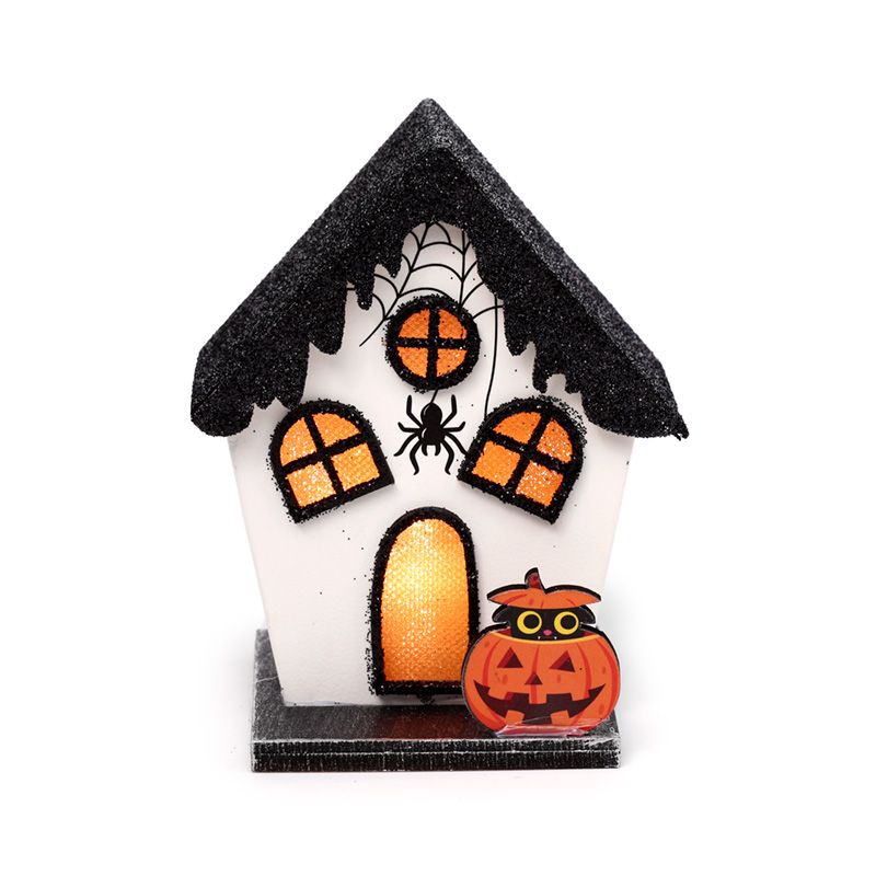 LED Halloween House - Spooky Spider and Pumpkin / Black Roof product packaging on clean background from Quintessential Holistic Health Ltd