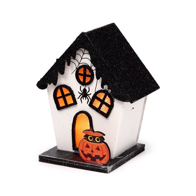 LED Halloween House - Spooky Spider and Pumpkin / Black Roof product packaging on clean background from Quintessential Holistic Health Ltd
