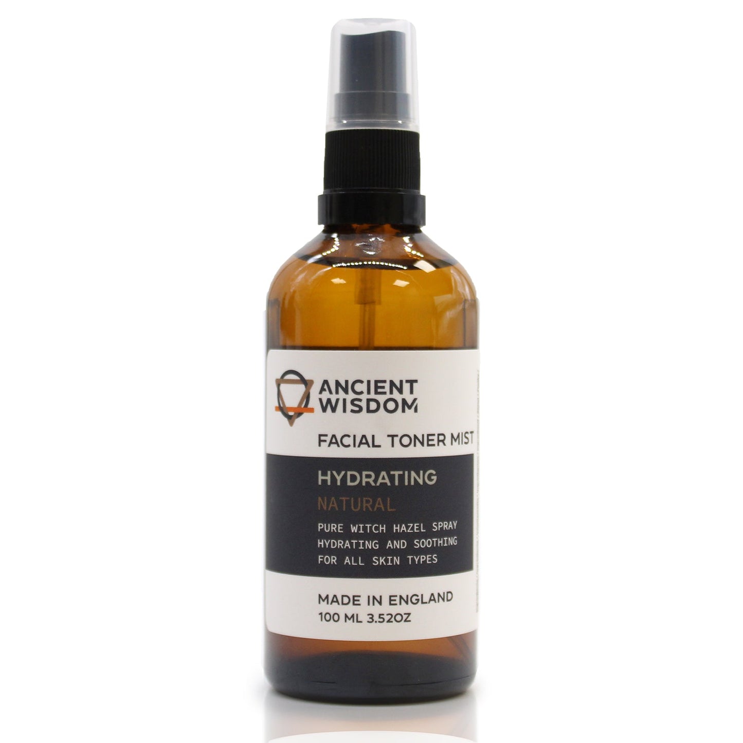 100ml Vegan-Friendly Witch Hazel Facial Toner Mist - Pure / Natural product packaging on clean background from Quintessential Holistic Health Ltd