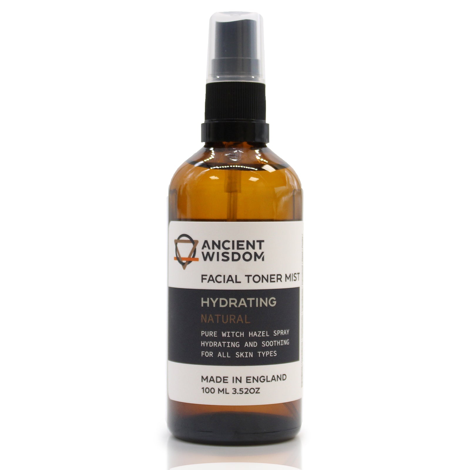 100ml Vegan-Friendly Witch Hazel Facial Toner Mist - Pure / Natural product packaging on clean background from Quintessential Holistic Health Ltd