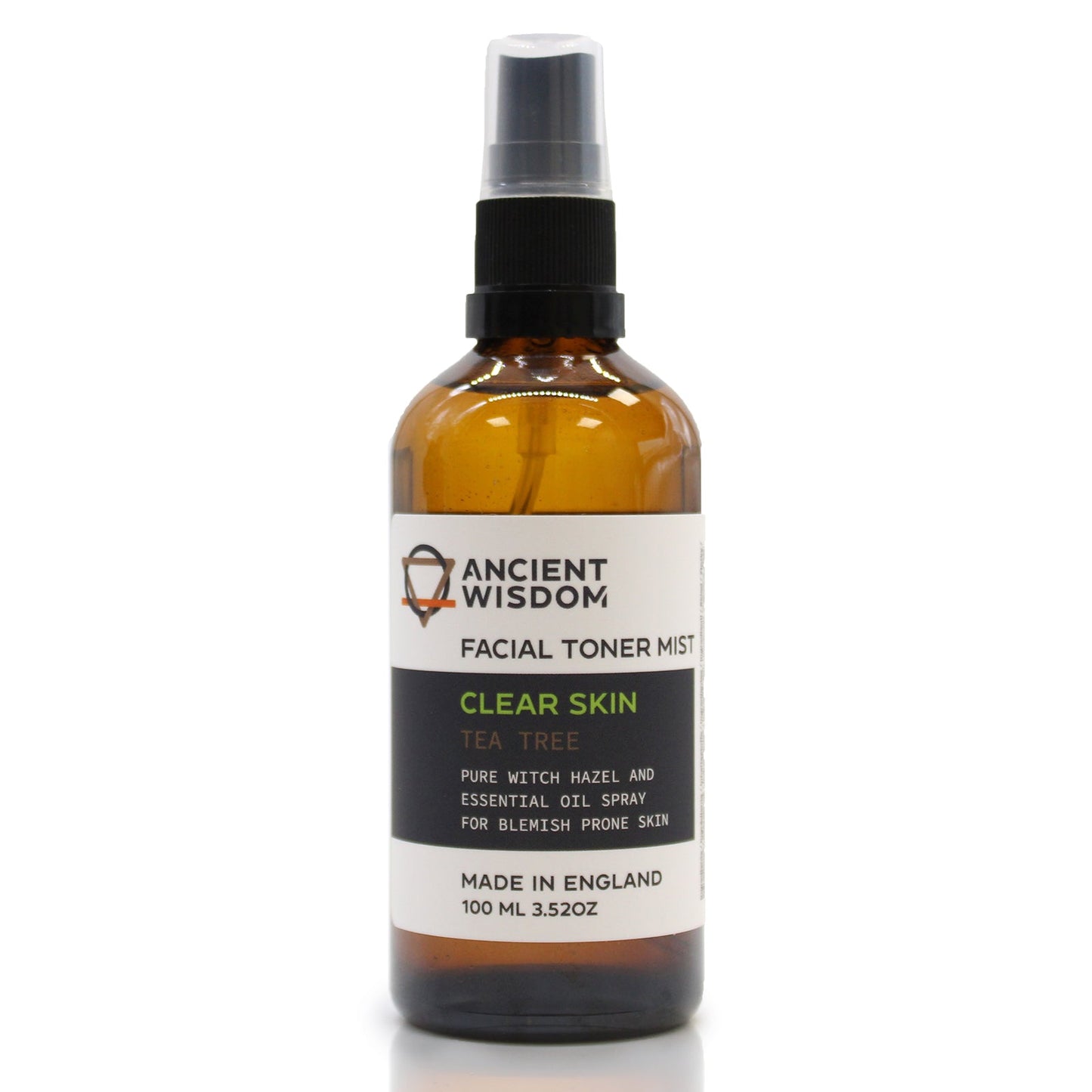 100ml Vegan-Friendly Witch Hazel Facial Toner Mist - Tea Tree product packaging on clean background from Quintessential Holistic Health Ltd