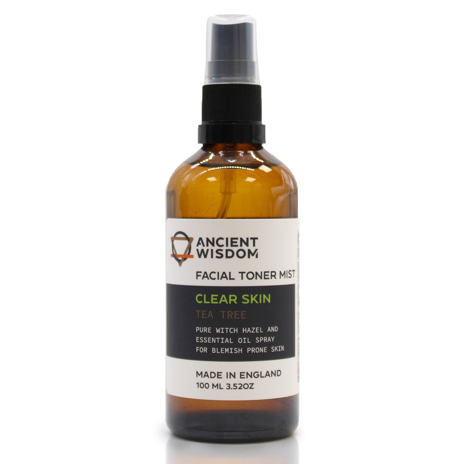 100ml Vegan-Friendly Witch Hazel Facial Toner Mist - Tea Tree product packaging on clean background from Quintessential Holistic Health Ltd
