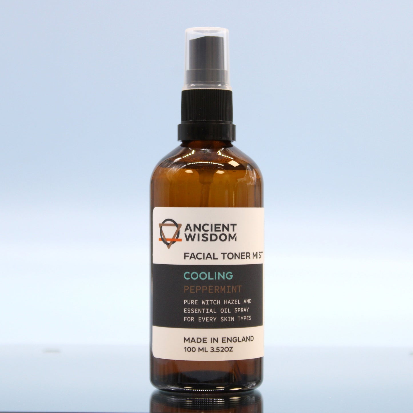100ml Vegan-Friendly Witch Hazel Facial Toner Mist - Peppermint product packaging on clean background from Quintessential Holistic Health Ltd