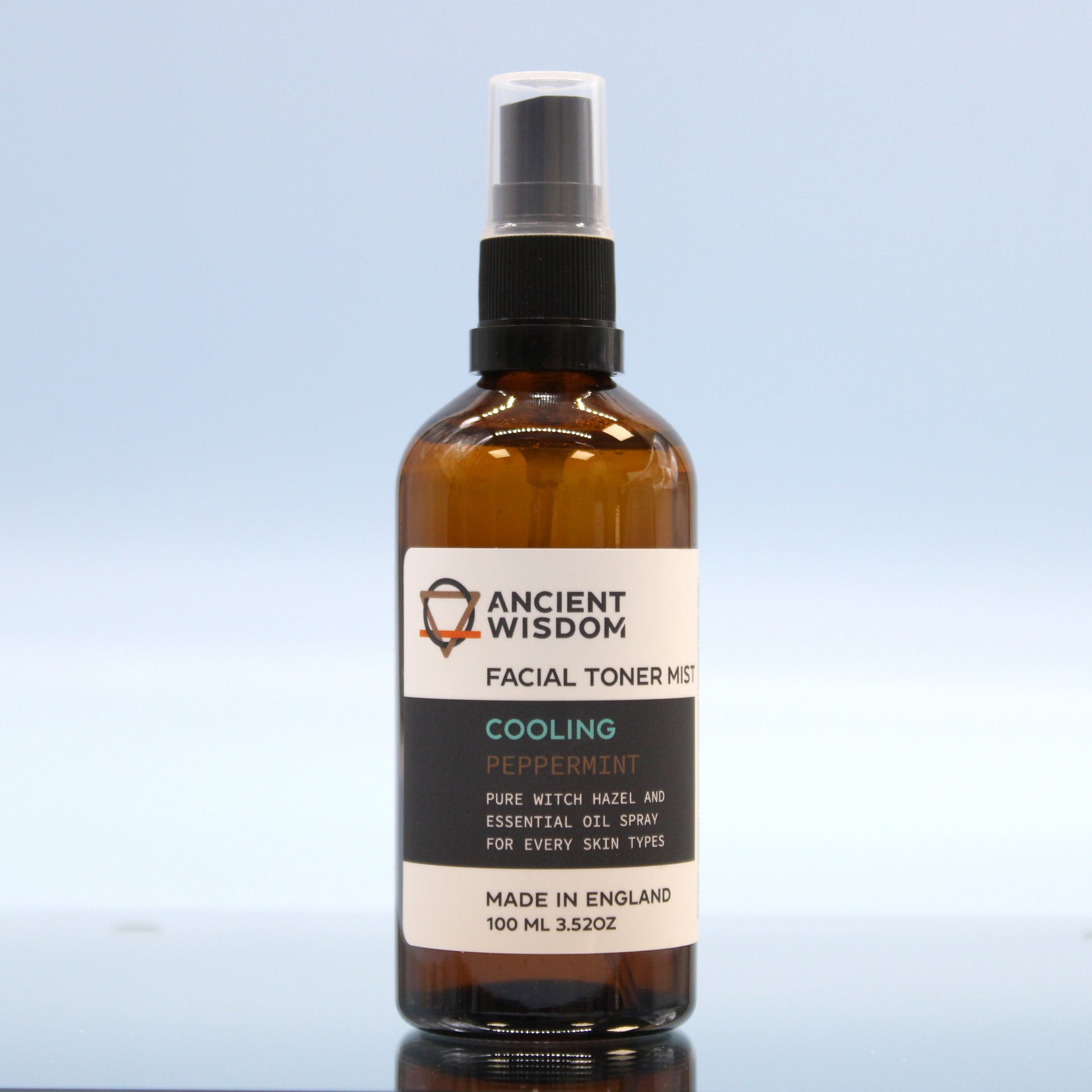 100ml Vegan-Friendly Witch Hazel Facial Toner Mist - Peppermint product packaging on clean background from Quintessential Holistic Health Ltd