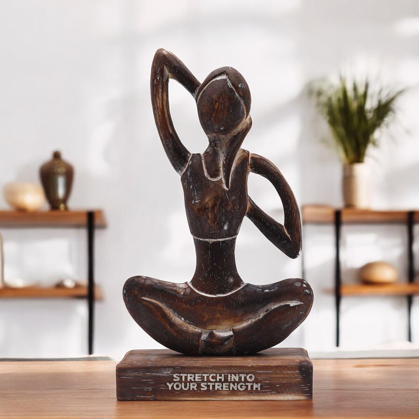 Handmade Eco-Friendly Albasia Wood Yoga Lady