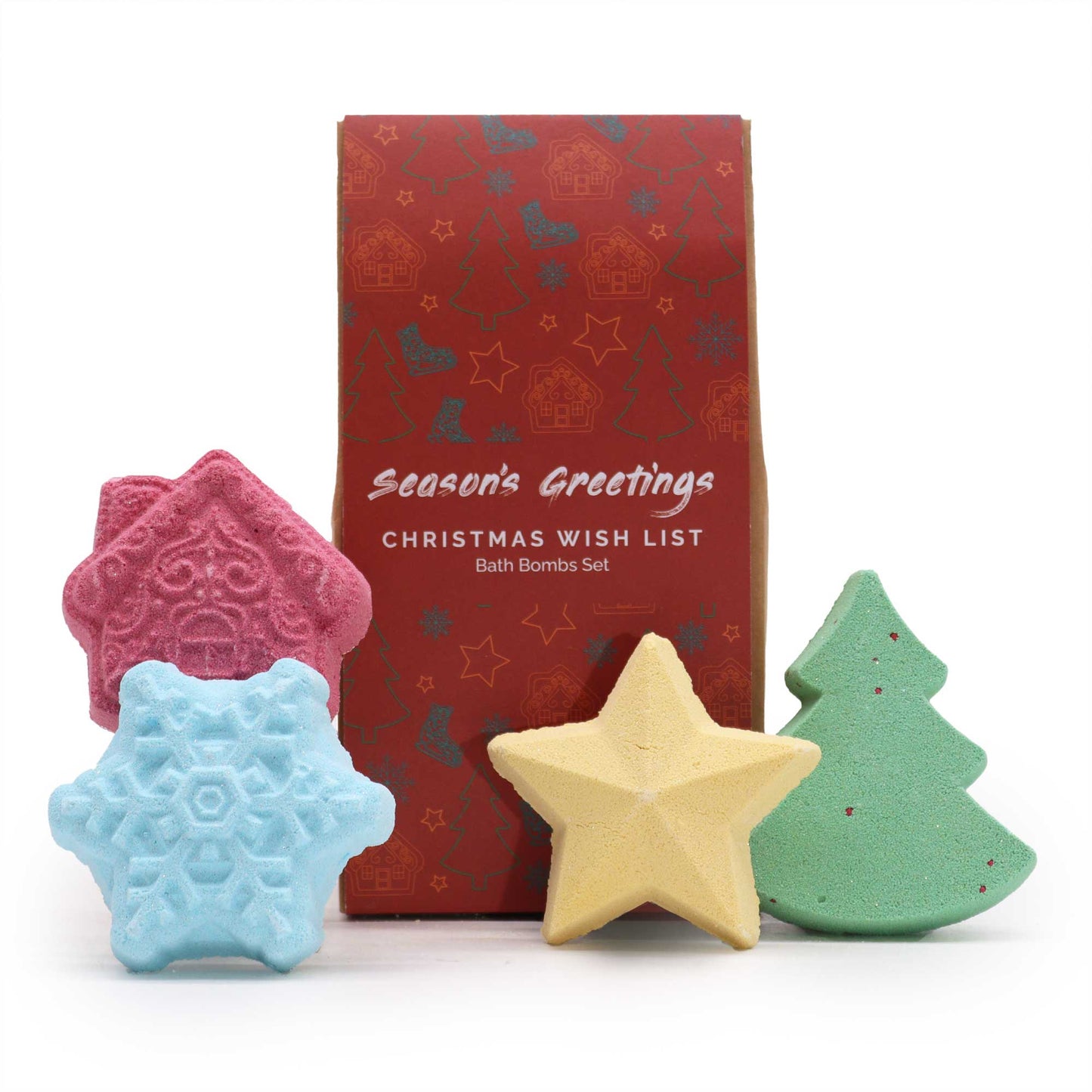 Christmas Bath Bomb Gift Pack - Christmas Wish List product packaging on clean background from Quintessential Holistic Health Ltd
