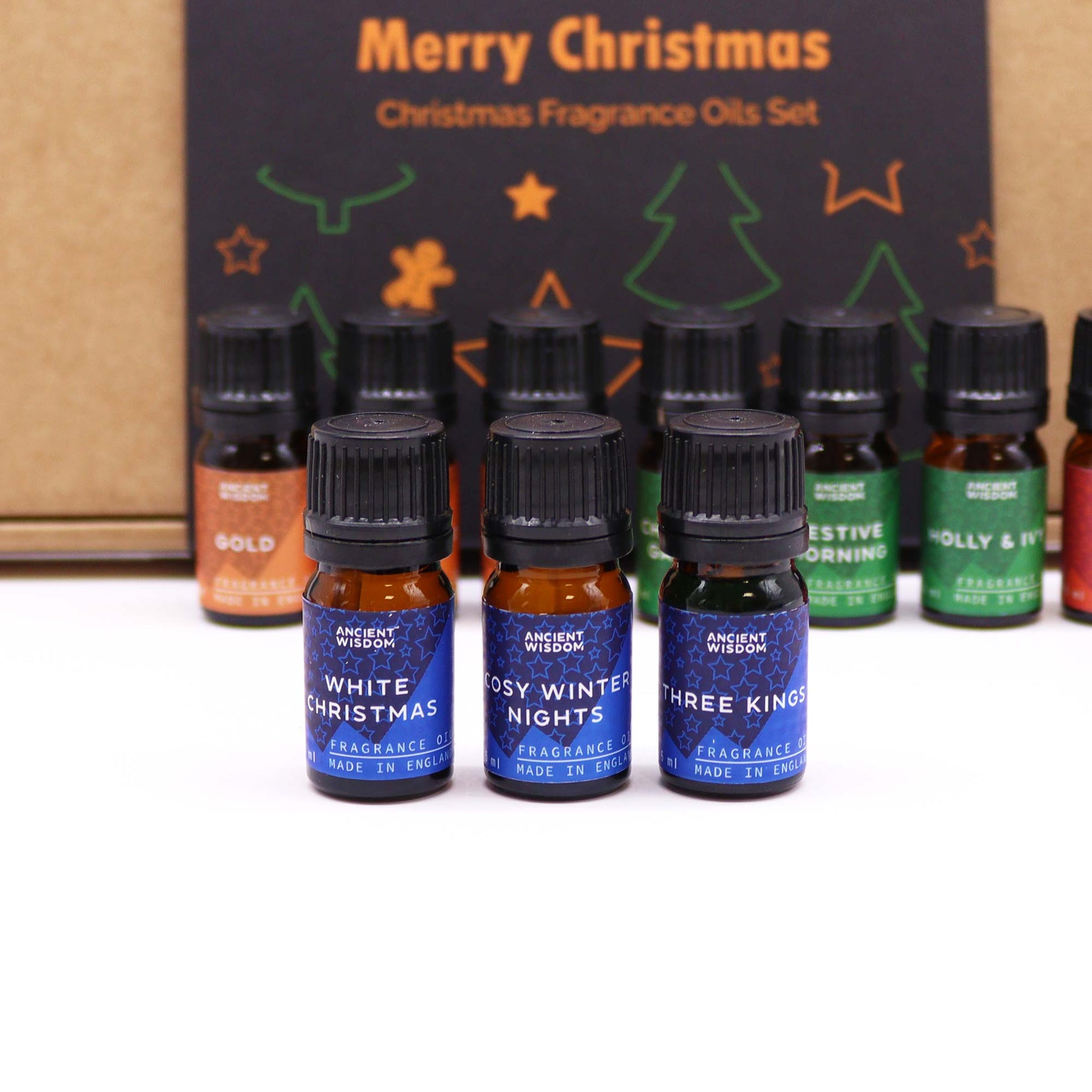 Christmas Fragrance Oil Set - Holy Scent product packaging on clean background from Quintessential Holistic Health Ltd
