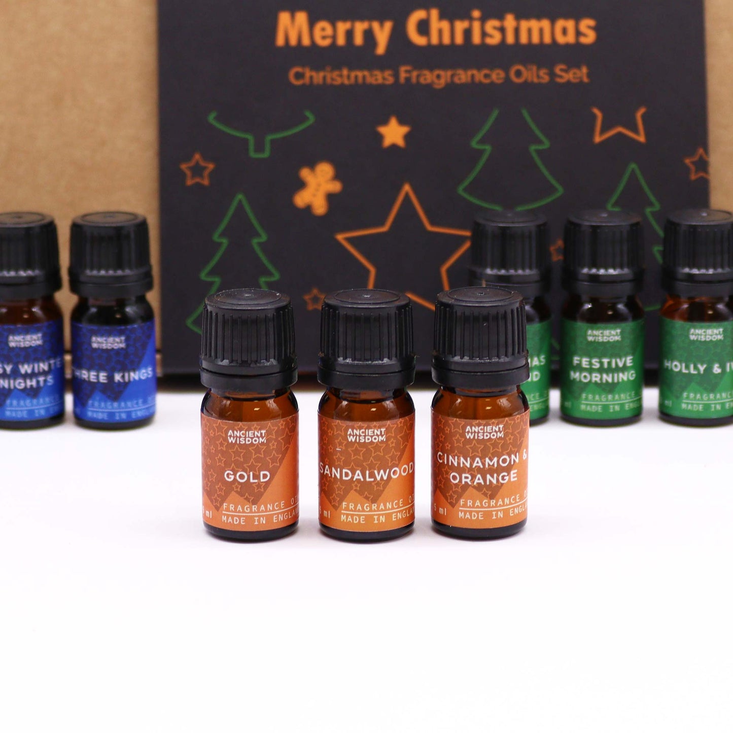 Christmas Fragrance Oil Set - Holy Scent product packaging on clean background from Quintessential Holistic Health Ltd