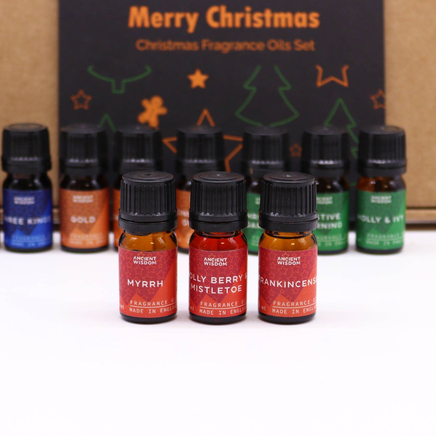 Christmas Fragrance Oil Set - Holy Scent product packaging on clean background from Quintessential Holistic Health Ltd