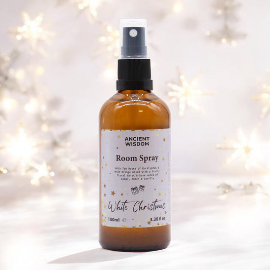 100ml Fragrant Room and Pillow Spray - White Christmas product packaging on clean background from Quintessential Holistic Health Ltd