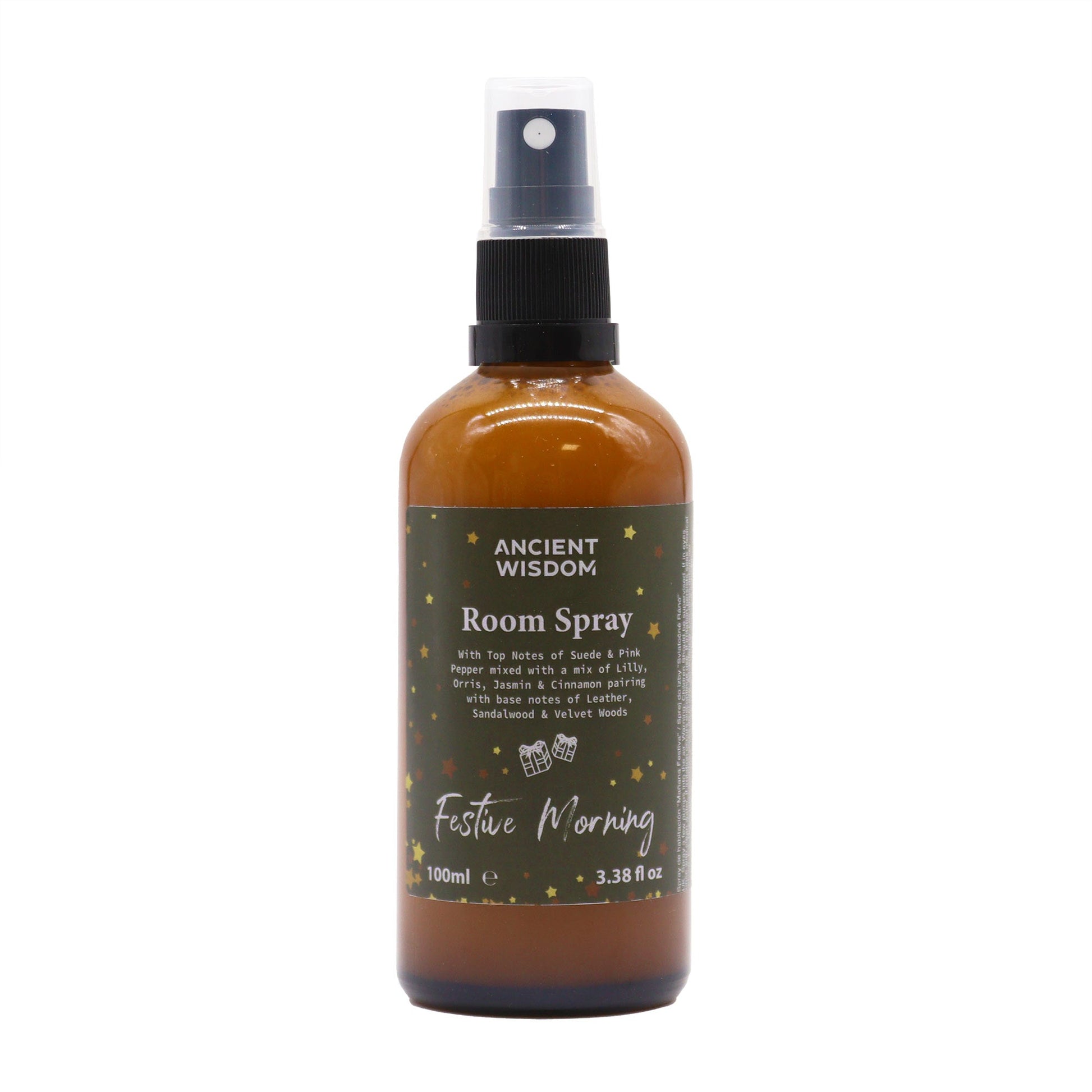100ml Fragrant Room and Pillow Spray - Festive Morning product packaging on clean background from Quintessential Holistic Health Ltd
