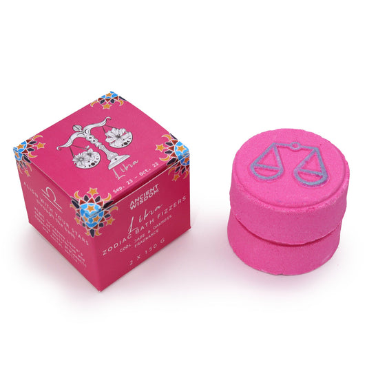 Fragranced Zodiac Horoscope Bath Bomb Fizzers - Cool Jade and Oak Moss Fragrance - Libra - 2 Pack - main product image from Quintessential Holistic Health Ltd UK