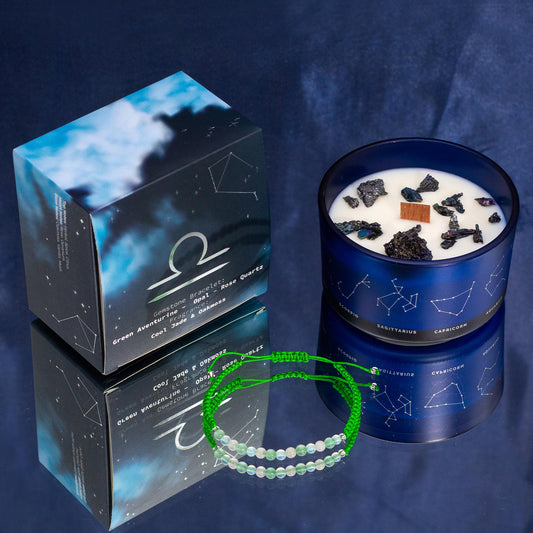 Zodiac Crystal Eco-Friendly Soy Wax Candle with Gemstone Bracelet - Libra - main product image from Quintessential Holistic Health Ltd UK