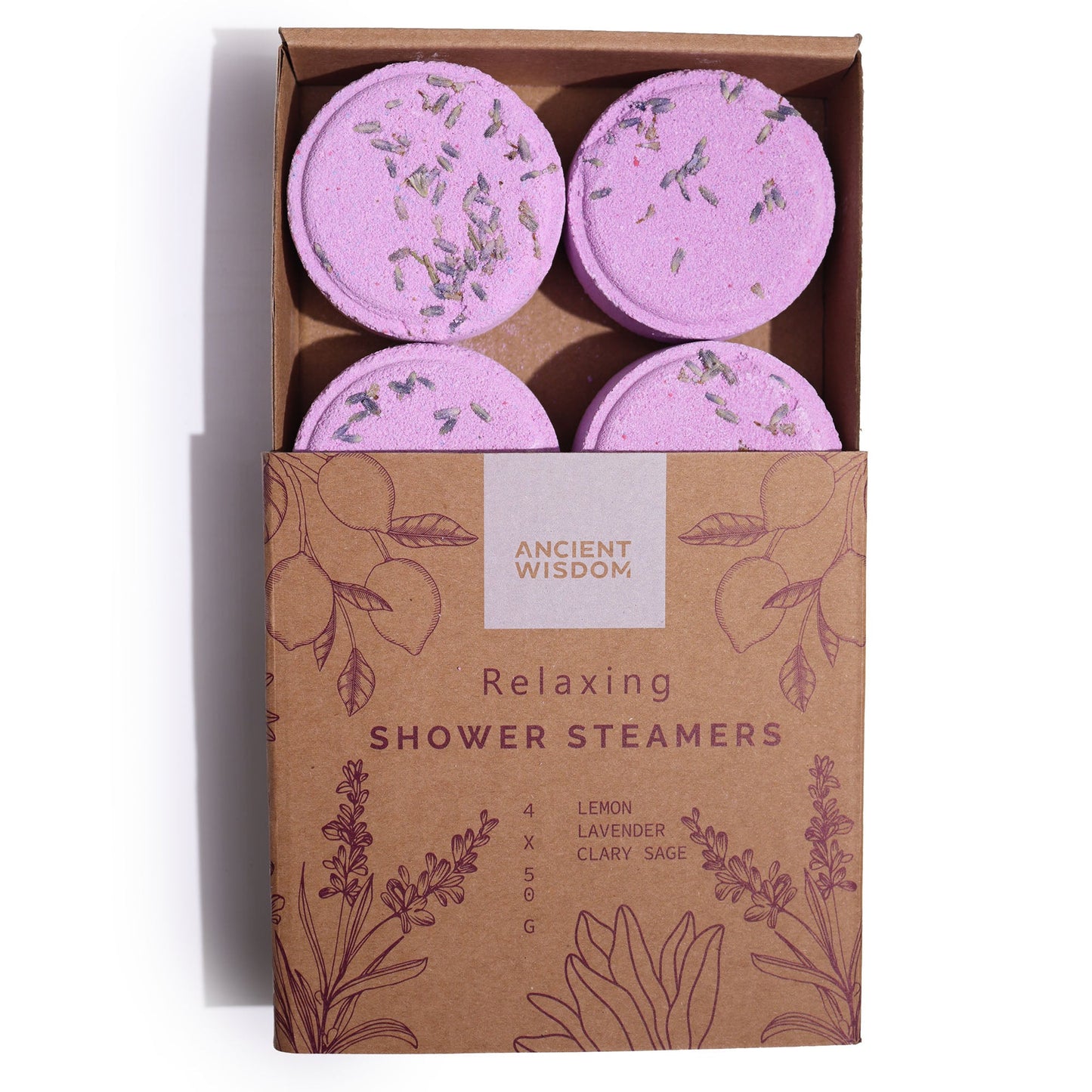 Natural Vegan-Friendly Zen Shower Steamers Therapy Wellness Gift Set - Relaxing product packaging on clean background from Quintessential Holistic Health Ltd